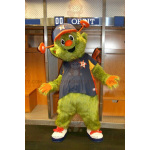 Groen en oranje monster Alien BIGGYMONKEY™ mascottekostuum -