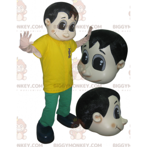 Mens BIGGYMONKEY™ Mascot Costume Dressed in Green and Yellow –