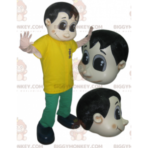 Traje de mascote masculino BIGGYMONKEY™ vestido em verde e amarelo - Mascotes masculinas - BIGGYMONKEY_06579 - BiggyMonkey.com
