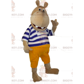 BIGGYMONKEY™ Sailor Brown Hippo Mascot Costume - Hippopotamus mascots - BIGGYMONKEY_06583 - BiggyMonkey.com