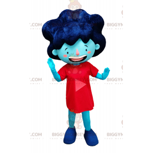 BIGGYMONKEY™ maskottiasu siniselle tytölle punaisessa mekossa