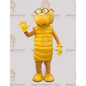 Żółty kostium maskotki gąsienicy BIGGYMONKEY™. Kostium maskotki