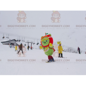 Στολή μασκότ Green Bear BIGGYMONKEY™ με κεφάλι μήλου -