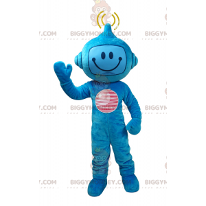 Blue futuristic character BIGGYMONKEY™ mascot costume. Robot