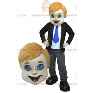 BIGGYMONKEY™ Mascot Costume Businessman in Tie Suit -