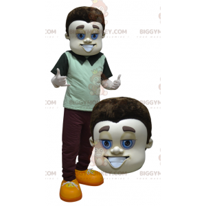 Brown Blue Eyes Well Dressed Man BIGGYMONKEY™ Mascot Costume -
