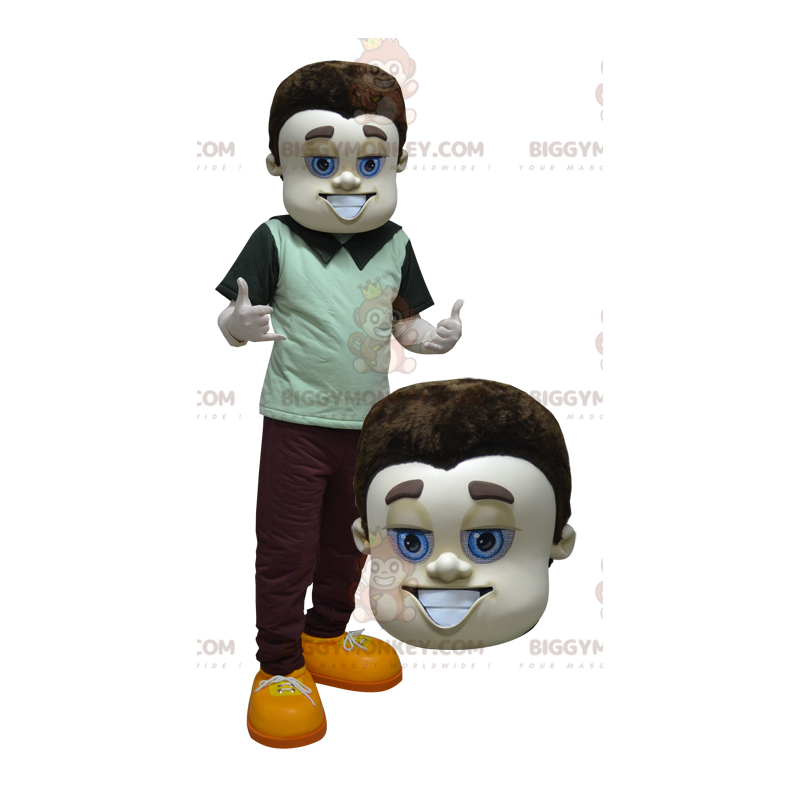 Bruinblauwe ogen goed geklede man BIGGYMONKEY™ mascottekostuum Bruinblauwe ogen goed geklede man BIGGYMONKEY™ mascottekostuum