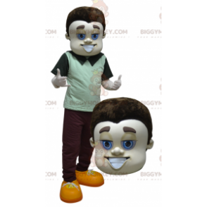 Brown Blue Eyes Well Dressed Man BIGGYMONKEY™ Mascot Costume -