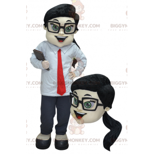 Kostým maskota podnikatelky BIGGYMONKEY™ v obleku a kravatě –
