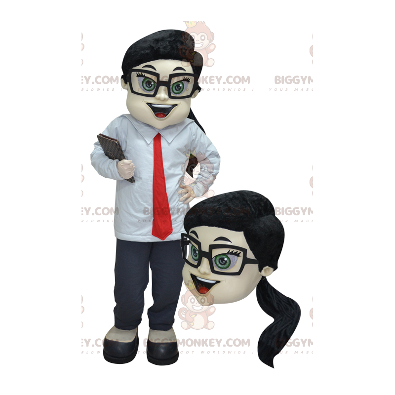 Costume da mascotte BIGGYMONKEY™ da donna d'affari in giacca e Costume da mascotte BIGGYMONKEY™ da donna d'affari in giacca e