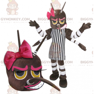 BIGGYMONKEY™ Weibliches 4-armiges Insekten-Maskottchen-Kostüm