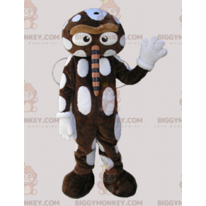 Bruin en wit Insect BIGGYMONKEY™ mascottekostuum met grote neus