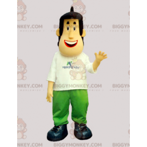 Brown Man BIGGYMONKEY™ Mascot Costume Dressed in White and