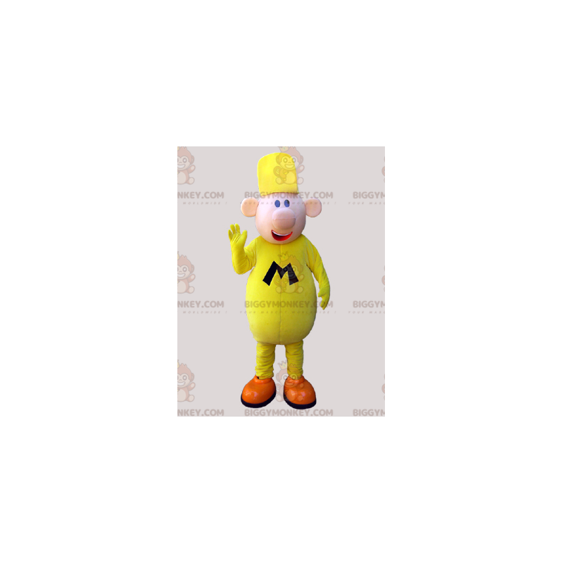 Costume de mascotte BIGGYMONKEY™ de gros bonhomme jaune à l'air Costume de mascotte BIGGYMONKEY™ de gros bonhomme jaune à l'air