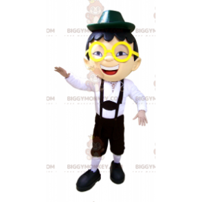 Boy's BIGGYMONKEY™ maskotkostyme i overalls, briller og hatt - Gutter og jenter maskoter - BIGGYMONKEY_06614 - BiggyMonkey.com