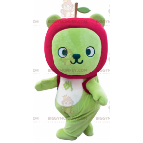 Kostým maskota Green Bear BIGGYMONKEY™ s hlavou jablka –