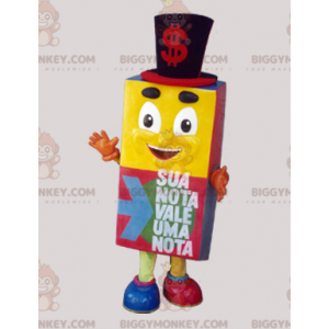 Cheerful looking colorful cubic BIGGYMONKEY™ mascot costume -