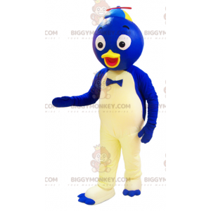 BIGGYMONKEY™ mascot costume blue and white duck with a round
