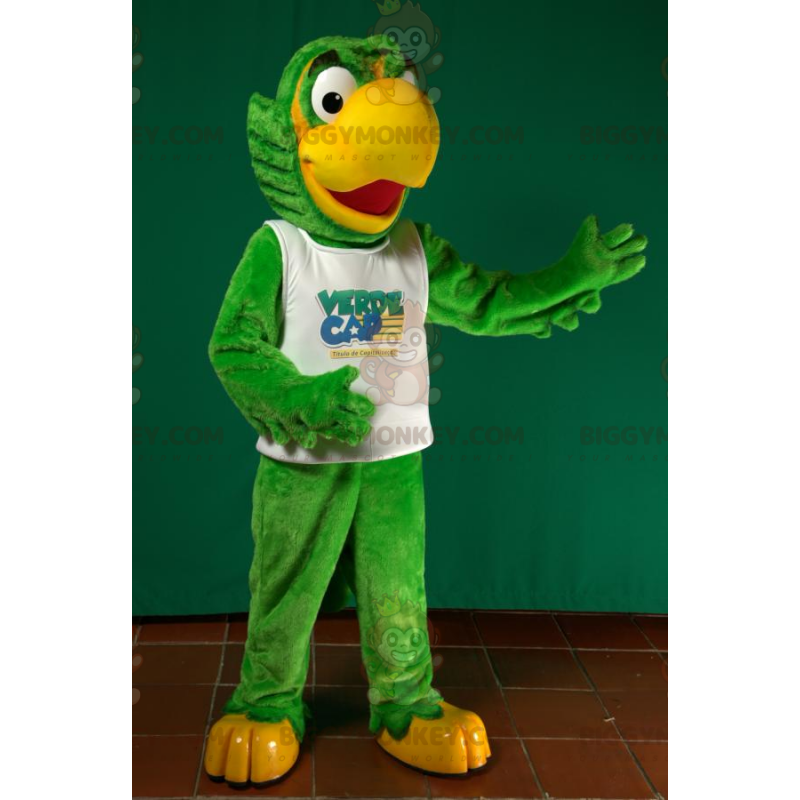 BIGGYMONKEY™ Disfraz de mascota loro verde y amarillo grande -