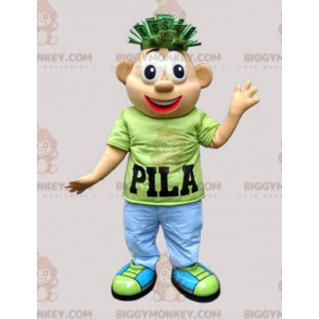 BIGGYMONKEY™ maskottiasu värikkäästä pukeutuneesta miehestä dollareita päässään - Miesten maskotit - BiggyMonkey.com