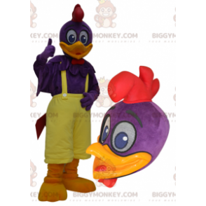 Purppura ja keltainen jättiläisankka BIGGYMONKEY™ maskottiasu - Ankka maskotti - BIGGYMONKEY_06647 - BiggyMonkey.com
