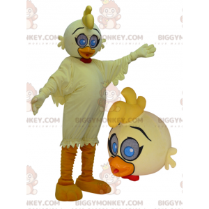 BIGGYMONKEY™ Mascot Costume Giant Yellow and Orange Duck with