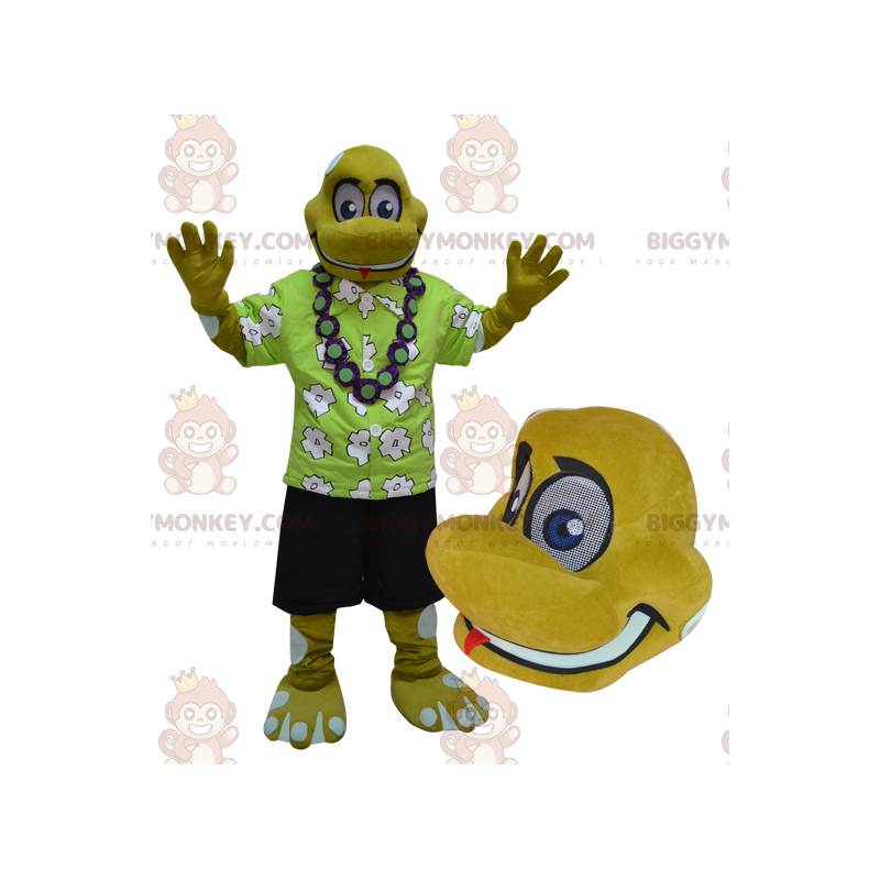 Costume da mascotte BIGGYMONKEY™ Tartaruga rettile gialla in Costume da mascotte BIGGYMONKEY™ Tartaruga rettile gialla in