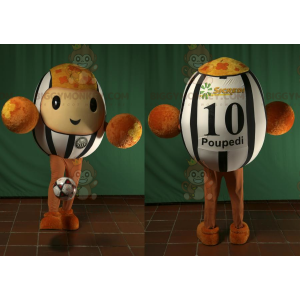 BIGGYMONKEY™ fodbold Brun sort og hvid maskot kostume -