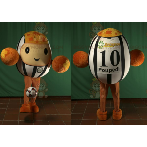 BIGGYMONKEY™ Soccer Ball Brown Black and White Mascot Costume -