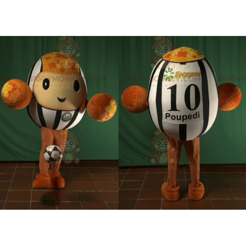 BIGGYMONKEY™ Soccer Ball Brown Black and White Mascot Costume -