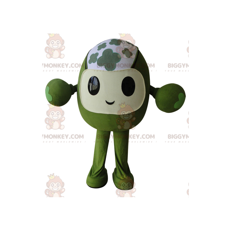 Costume de mascotte BIGGYMONKEY™ de bonhomme tout vert fleuri Costume de mascotte BIGGYMONKEY™ de bonhomme tout vert fleuri