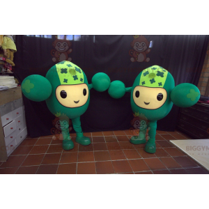 Duo de mascottes BIGGYMONKEY™ de bonshommes tout verts rigolos