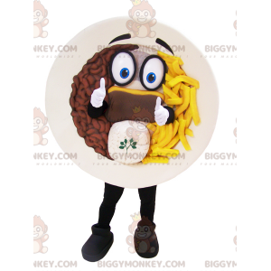 Costume de mascotte BIGGYMONKEY™ d'assiette garnie steak frites