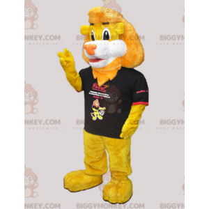 BIGGYMONKEY™ Iso pehmeä keltainen leijona maskottiasu