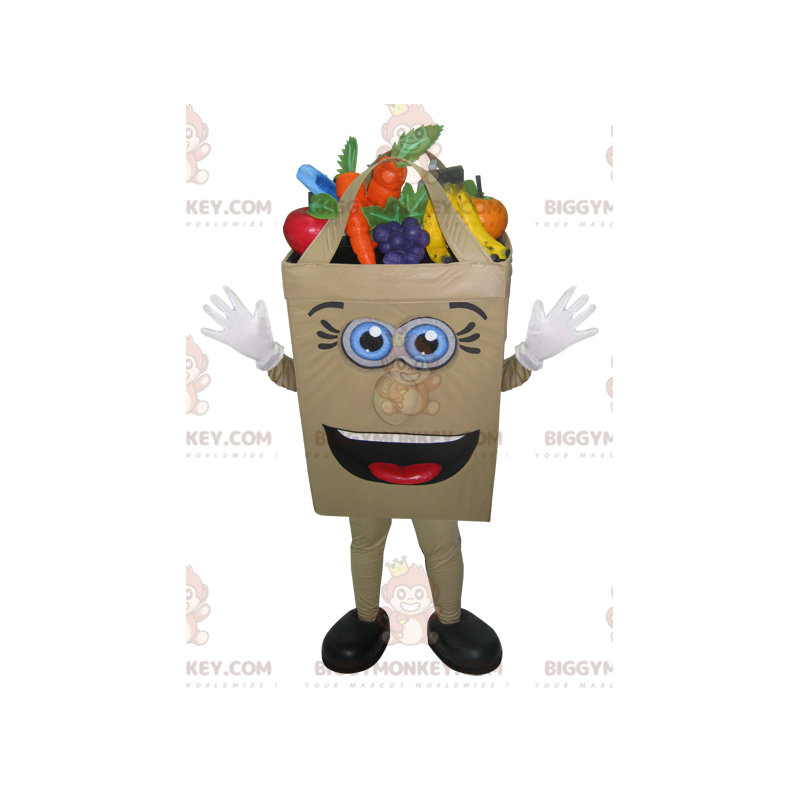 Fantasia de mascote BIGGYMONKEY™ para saco de papel recheado Fantasia de mascote BIGGYMONKEY™ para saco de papel recheado