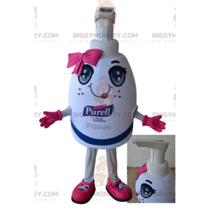Botella de jabón gigante blanca y rosa Disfraz de mascota