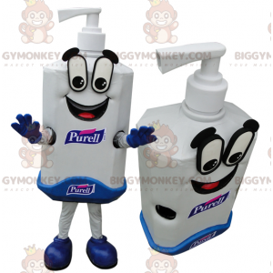 White and Blue Giant Soap Bottle BIGGYMONKEY™ Mascot Costume -