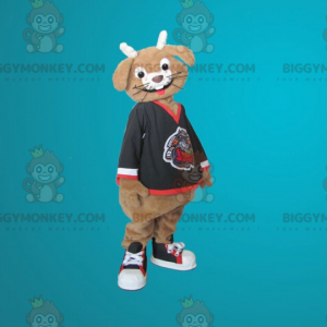 Smiling Brown and White Bunny BIGGYMONKEY™ Mascot Costume -