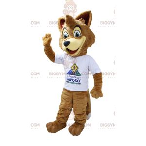 BIGGYMONKEY™ Mascot Costume Light Brown Beige Fox With White