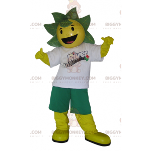 Kostým maskota BIGGYMONKEY™ žlutého a zeleného sněhuláka s