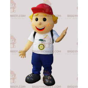 Lächelnder Junge Schuljunge BIGGYMONKEY™ Maskottchen Kostüm -