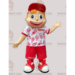 BIGGYMONKEY™ Maskottchen-Kostüm für Jungen in Rot und Weiß -