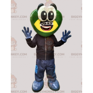 Green and Yellow Creature Futuristic Frog BIGGYMONKEY™ Mascot
