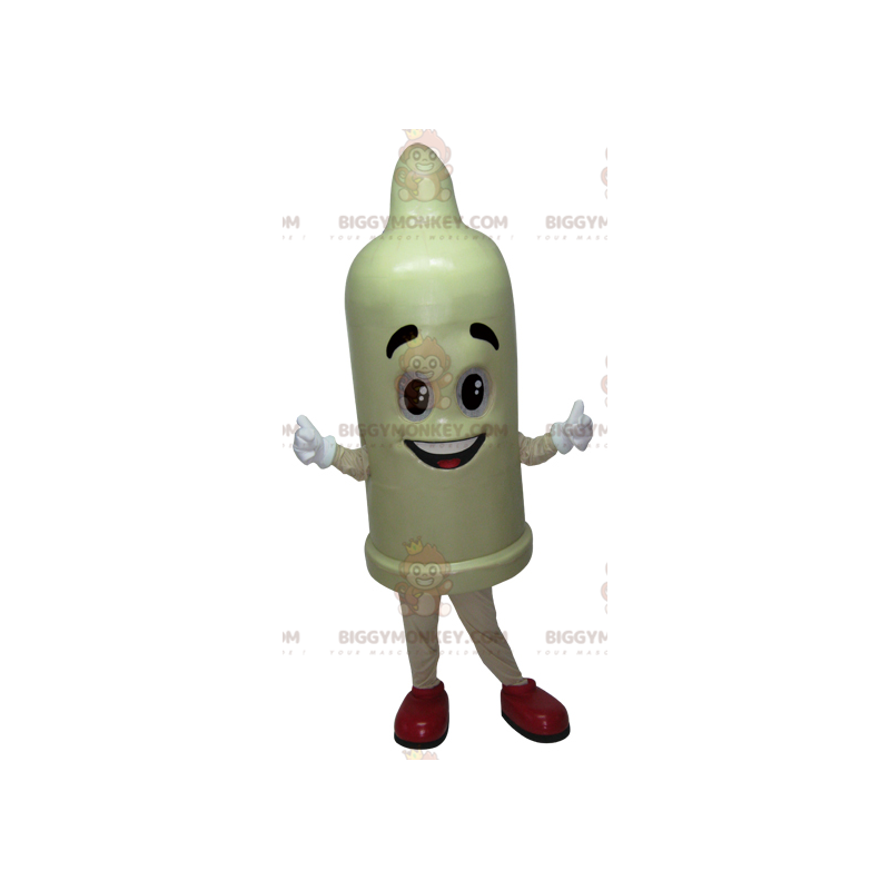 White Giant Condom BIGGYMONKEY™ Mascot Costume With A Smile - White Giant Condom BIGGYMONKEY™ Mascot Costume With A Smile -