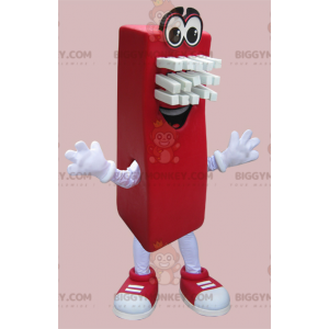 Smiling Rectangular Red and White Brush BIGGYMONKEY™ Mascot