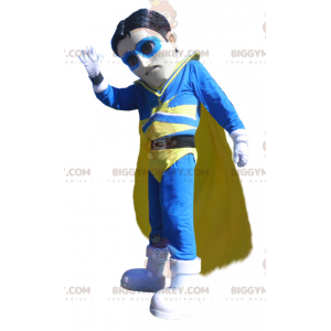 BIGGYMONKEY™ Mascot Costume Superhero Vigilante blå och gul