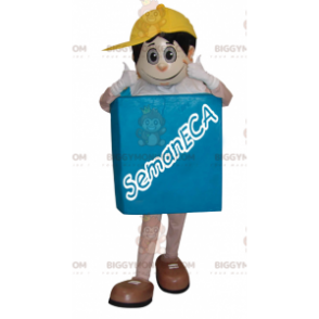 Στολή μασκότ Snowman BIGGYMONKEY™ με τετράγωνο σώμα και κίτρινο