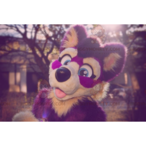 Purppura ja vaaleanpunainen koiran BIGGYMONKEY™ maskottiasu -