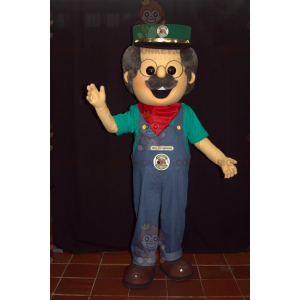 BIGGYMONKEY™ Mascot Costume of Man in Overalls with Cap and