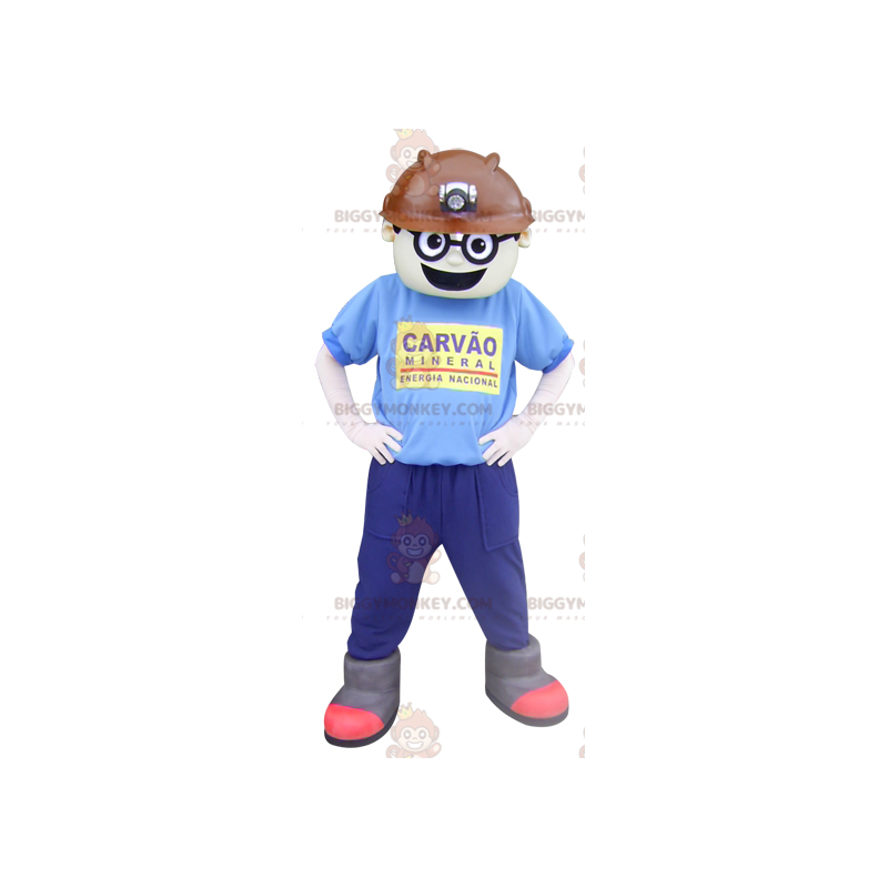 BIGGYMONKEY™ Costume da mascotte uomo lavoratore con elmetto - BIGGYMONKEY™ Costume da mascotte uomo lavoratore con elmetto -